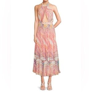 Pleated Cutout Maxi Dress